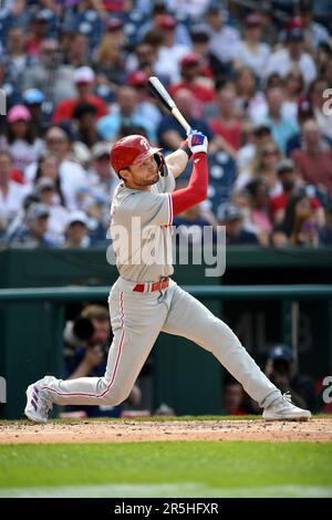 WASHINGTON, DC - JUNE 03: Phillies pitcher Matt Strahm (25) throws a pitch  during the Philadelphia Phillies versus Washington Nationals MLB game at  Nationals Park on June 3, 2023 in Washington, D.C.. (