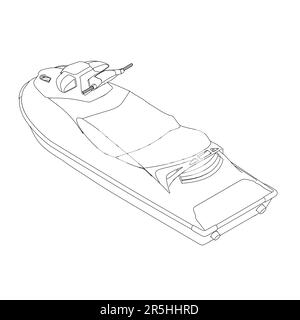 Outline of a water scooter from black lines isolated on a white background. Isometric view. Vector illustration. Stock Vector