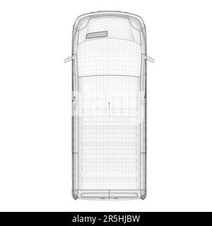 Van Wireframe From Black Lines Isolated On White Background Front View Van Wireframe From Black Lines Isolated On White Background Front View