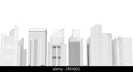 City outline with skyscrapers from black lines isolated on white ...