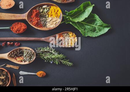 Add some spice into your life. an assortment of spices. Stock Photo