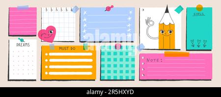 Torn sheets of paper from a notepad for notes Stock Vector