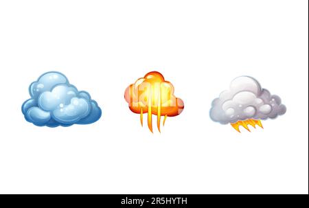 set vector illustration of cloud autumn elements isolated on white background Stock Vector