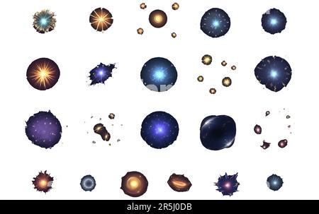 Cartoon explosion with flying particles effect. Radial explosion ...
