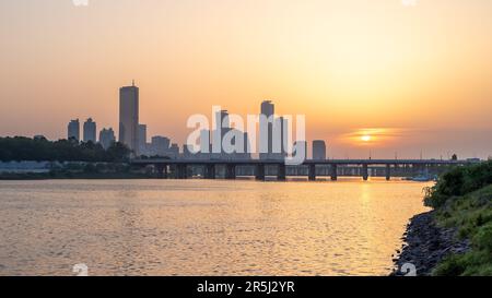 Han river Hangang and cityscape of Seoul South Korea at sunset on 16 May 2023 Stock Photo