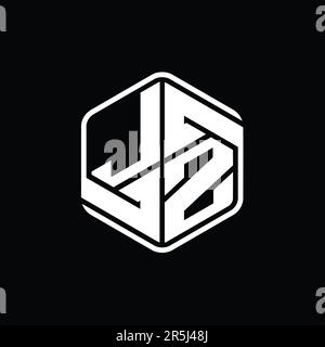 JZ Logo monogram with hexagon geometric shape isolated outline design ...