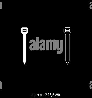 Cable tie zip building material set icon white color vector illustration image simple solid fill outline contour line thin flat style Stock Vector