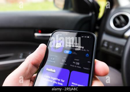 Novi Sad, Serbia - May 24, 2023: Twitch app for iPhone on Apple Appstore Stock Photo