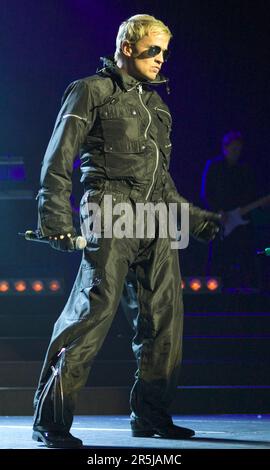 Kian Egan of Irish pop band, Westlife, performing on stage at the Westpac Arena, Christchurch, New Zealand, Wednesday, May 07, 2008. Stock Photo