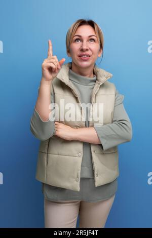 smart european young blond woman is inspired by an idea Stock Photo