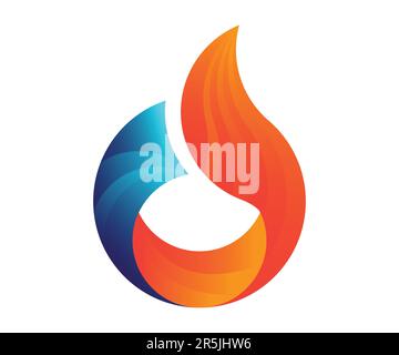 Flame Fox Logo With Circle Grid Method Stock Vector