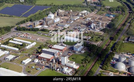 aerial view of INOVYN ChlorVinyls Limited, manufacturing site at Newton Aycliffe, Co Durham Stock Photo