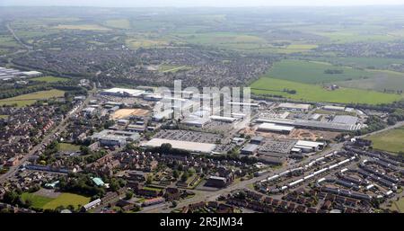 aerial view of Durham City Retail Park & Dragonville Industrial Estate, Durham Stock Photo