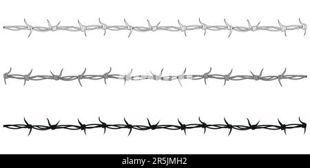 barbed wire - black and white symbol silhouette, vector illustration isolated on white Stock Vector