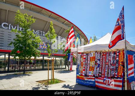 View on the modern arena Civitas Metropolitano - the official home ground of FC Atletico Madrid Stock Photo