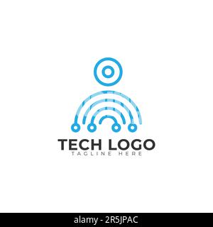 eps10 vector human tech or person tech logo design template. technology icon or symbol isolated on white background Stock Vector