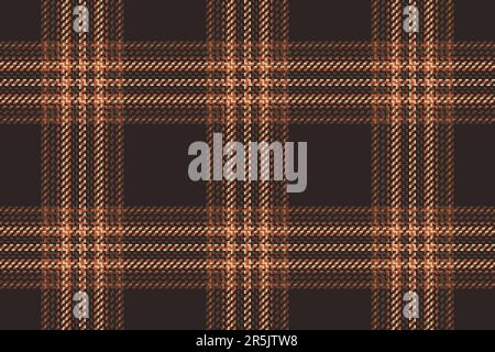 Tartan vector check of pattern fabric plaid with a background textile texture seamless in orange and dark colors. Stock Vector