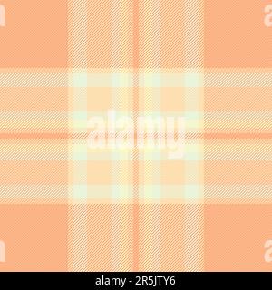 Vector texture fabric of textile background plaid with a seamless check tartan pattern in orange and light colors. Stock Vector
