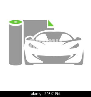 Car Sticker Wrap Logo. wrapping icon flat, vector button is a simple and elegant graphic design element that represents wrapping car system and ppf. Stock Vector
