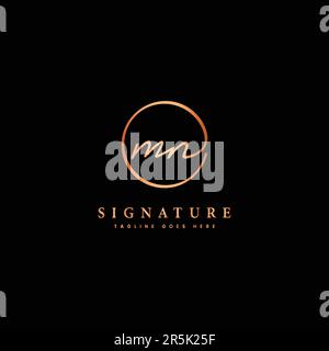 M, N, MN Initial letter handwritten and signature vector logo. Business template in round shape line art Stock Vector