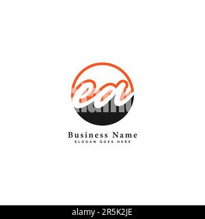 E, A, EA Initial letter handwritten and signature vector image template in round shape logo Stock Vector