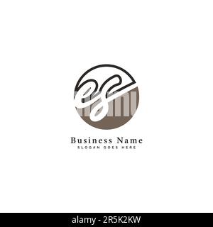 E, S, ES Initial letter handwritten and signature vector image template in round shape logo Stock Vector
