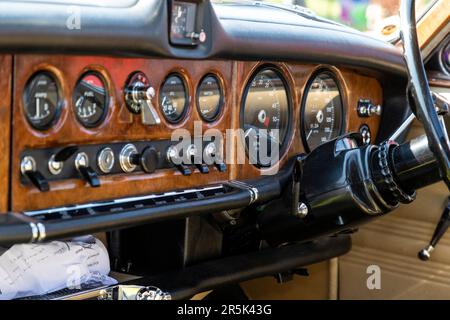 Daimler luxury saloon classic. Classic car meet at Hanley Farm, Chepstow. Stock Photo