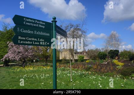 A Signpost In The Gardens At Hever Castle, Kent, The Childhood Home Of ...