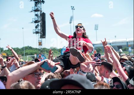 Nuremberg, Germany. 04th June, 2023. Bassist April Kae of