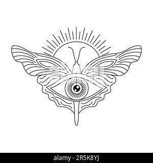 All seeing eye and butterfly Stock Vector