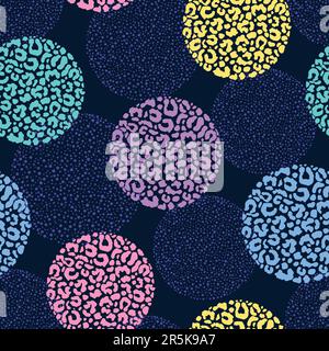 Seamless pattern with color leopard print circles Stock Vector
