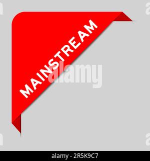 Red color of corner label banner with word mainstream on gray background Stock Vector
