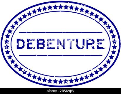 Grunge blue debenture word oval rubber seal stamp on white background Stock Vector