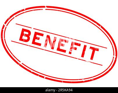 Grunge red benefit word oval rubber seal stamp on white background Stock Vector