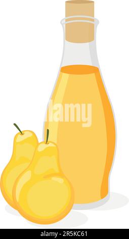 Pear juice in a bottle in flat style. Vector illustration Stock Vector