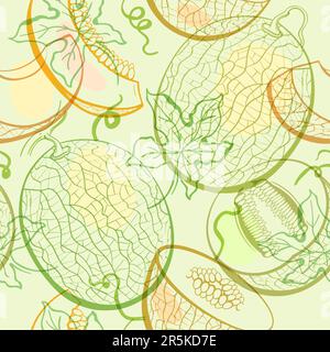 Melons outline seamless pattern Stock Vector