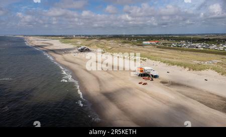 Netherlands, Petten aan Zee, 2022-07-03. Aerial photograph of the North Sea from the beach at Petten aan Zee. Photograph by Martin Bertrand. Pays-Bas, Stock Photo