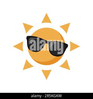 Flat icon of Sun with sunglasses. Vector. Stock Vector