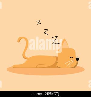 Orange Sleeping Cat Cartoon Vector, for design, banner, logo Stock Vector