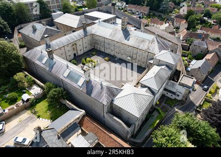 The former victorian gaol of Shepton Mallet. The prison was opened in 1625 and had housed all levels of criminals as well as being a military prison. Stock Photo