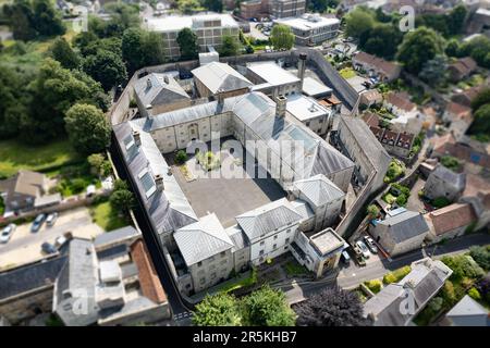 The former victorian gaol of Shepton Mallet. The prison was opened in 1625 and had housed all levels of criminals as well as being a military prison. Stock Photo