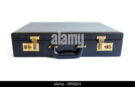 A closed black executive-style briefcase isolated on a white background Stock Photo