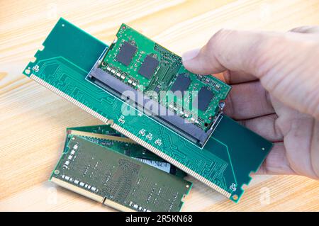 top view notebook ram that has been modified to be RAM for PC Stock Photo