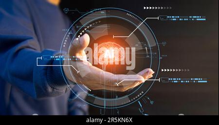 Concepts, development of artificial intelligence and self-learning of artificial intelligence. Stock Photo