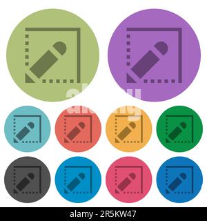 Edit shape darker flat icons on color round background Stock Vector