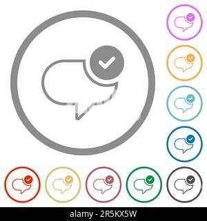 Message sent flat color icons in round outlines on white background Stock Vector