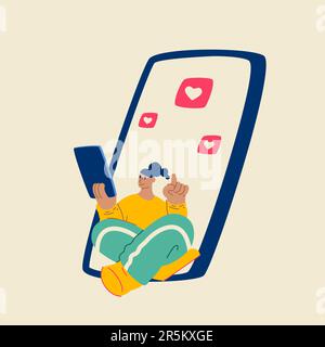 Programming Illustration. Character working on web and application development on computers. Software developers. Stock Vector