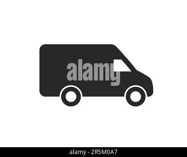 simple delivery van minivan minibus black silhouette side view icon symbol vector isolated on white background Stock Vector