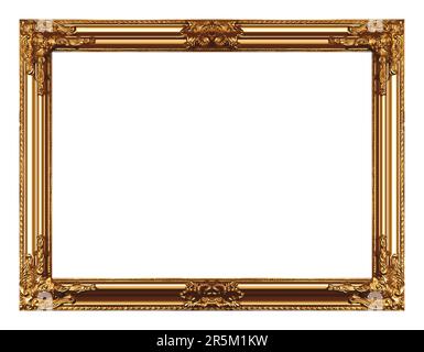 beautiful ornate realistic gilded gold picture painting frame vector isolated on white background Stock Vector