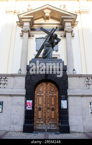 Facade of medieval church around Stary Rynek, Old Town Market Place located in Warsaw, an emblematic city and the capital of Poland. Stock Photo